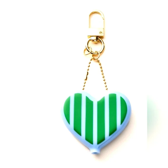 Kate Spade Coin Purse Green and Blue Heart Keychain - Picture 3 of 7